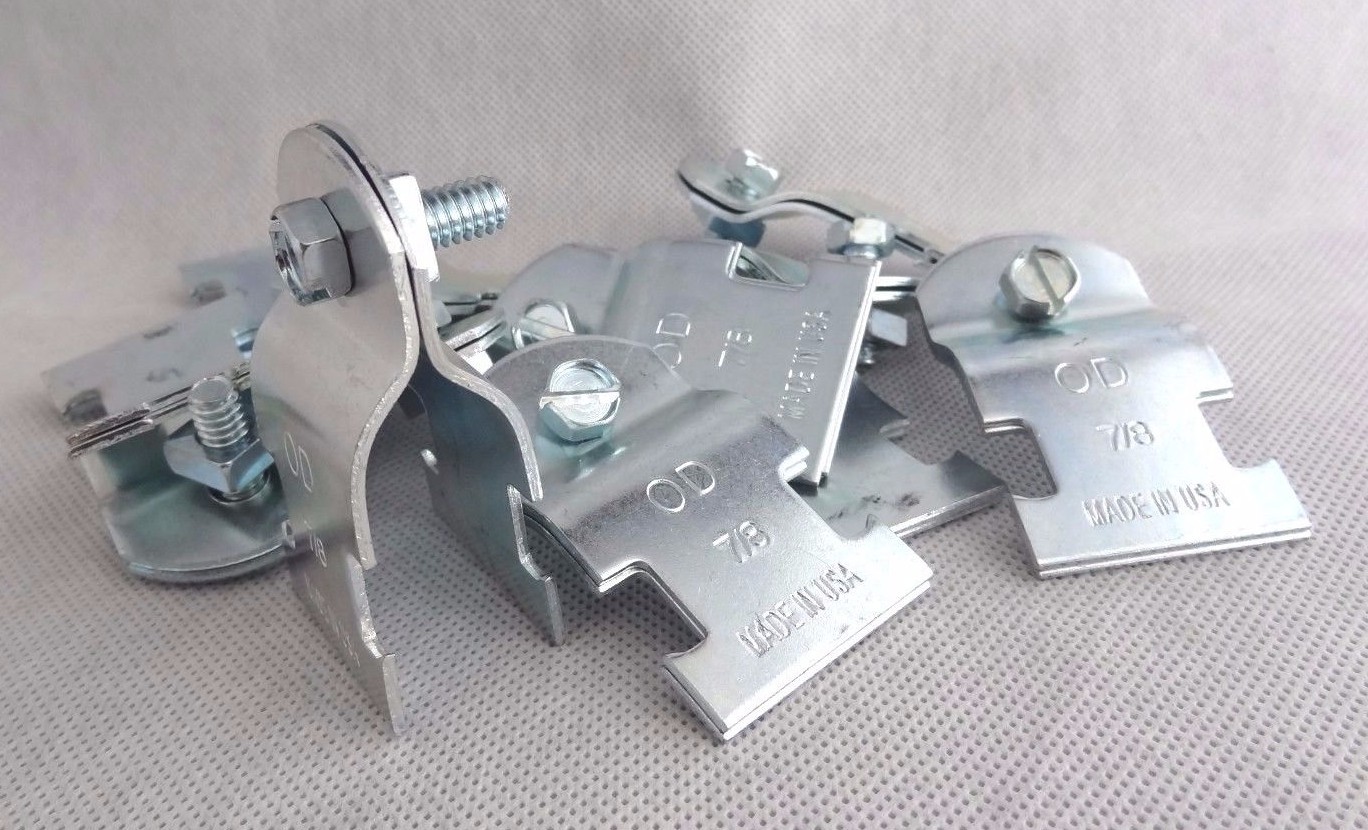 Qty 5 ~ FNW 7/8 OD Plated Strut Clamp With HDWR ~ FNW7872Z0087