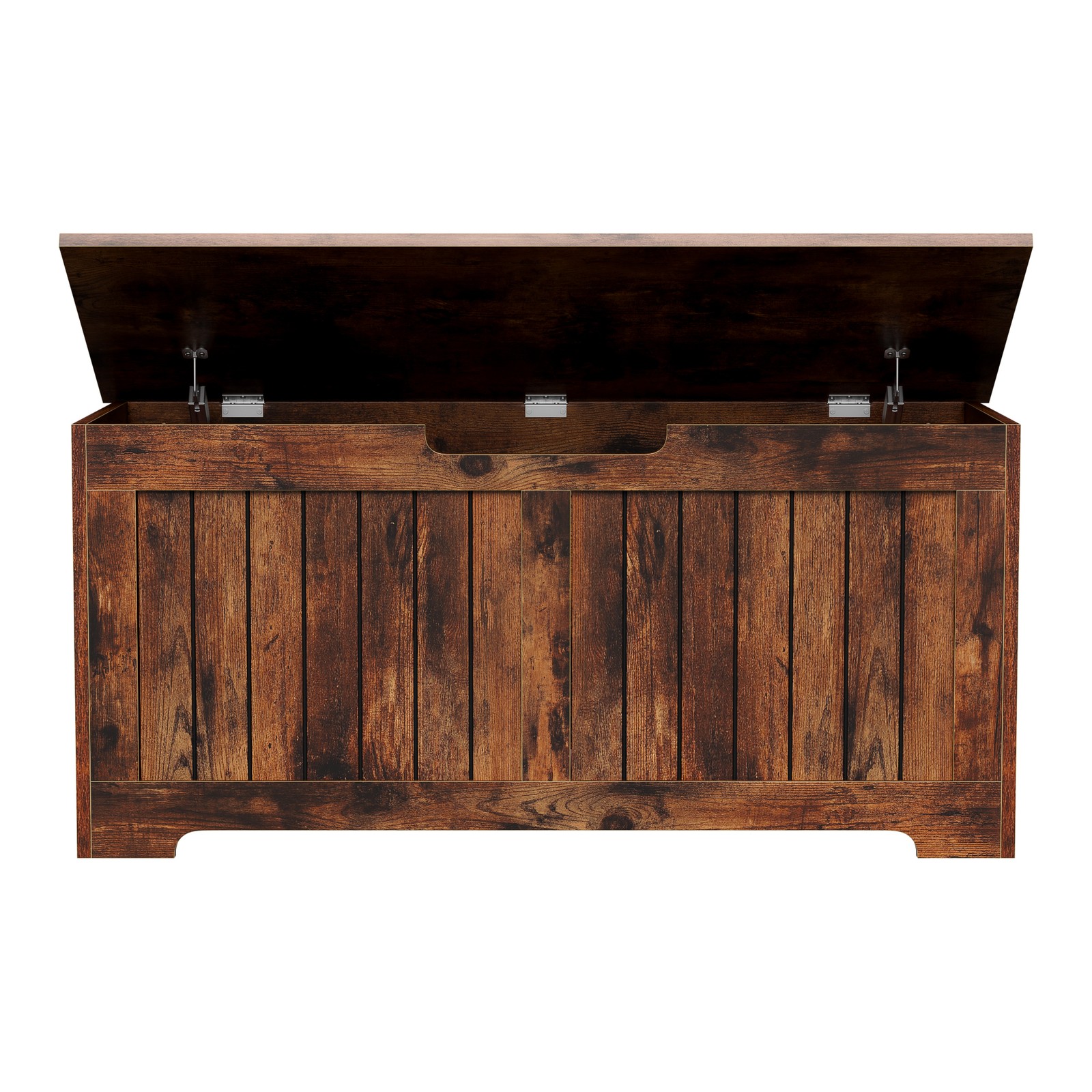 Storage Chest Storage Bench with Safety Hinge White for Playroom Rustic Brown
