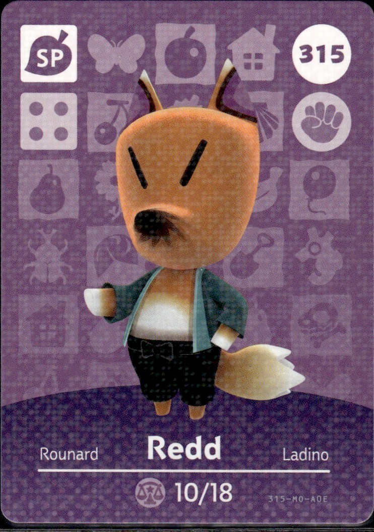 315 Redd Amiibo Card 315 Series 4 Animal Crossing Nintendo Switch NA Region