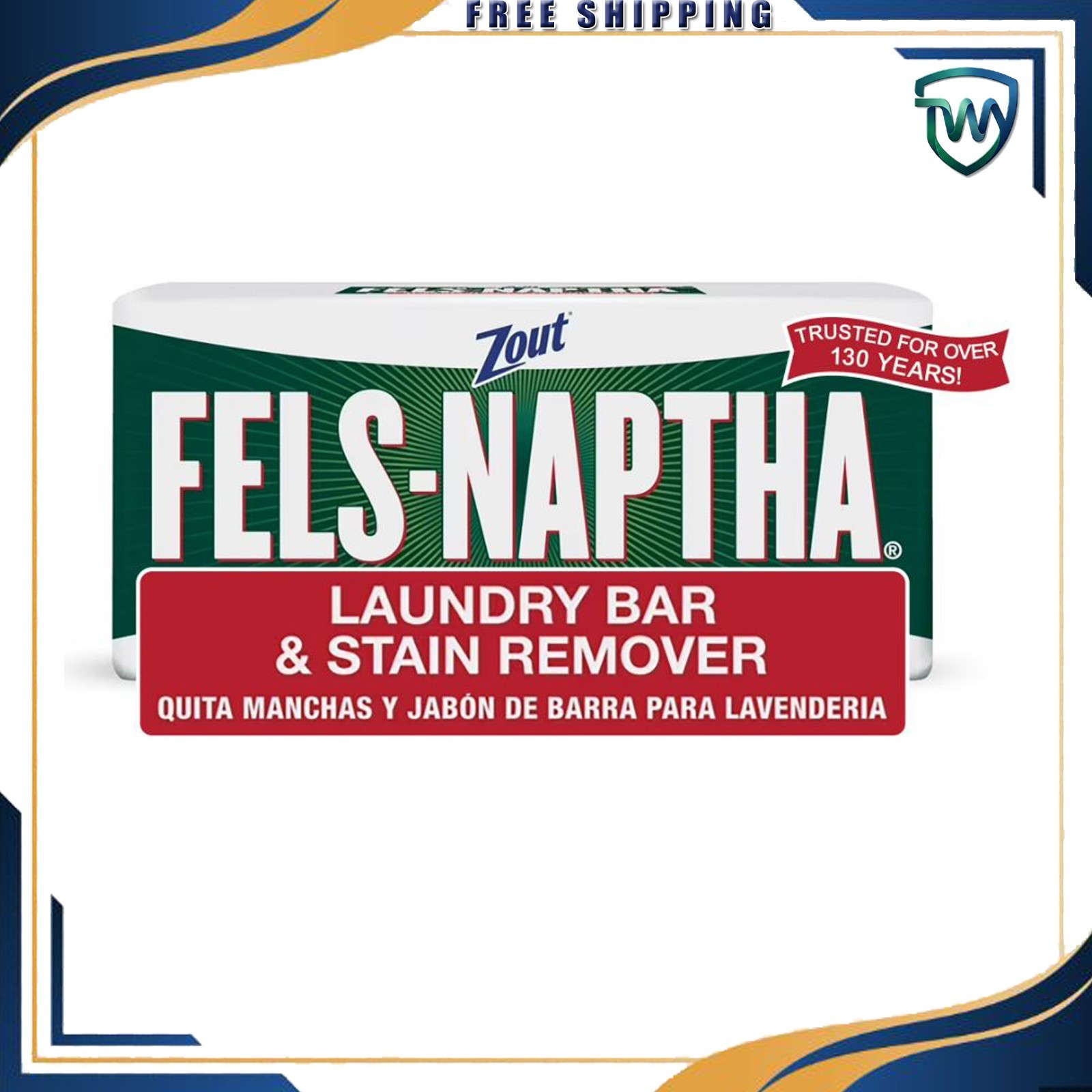 Zout Fels-Naptha Laundry Bar, Stain Remover Soap, 5 oz