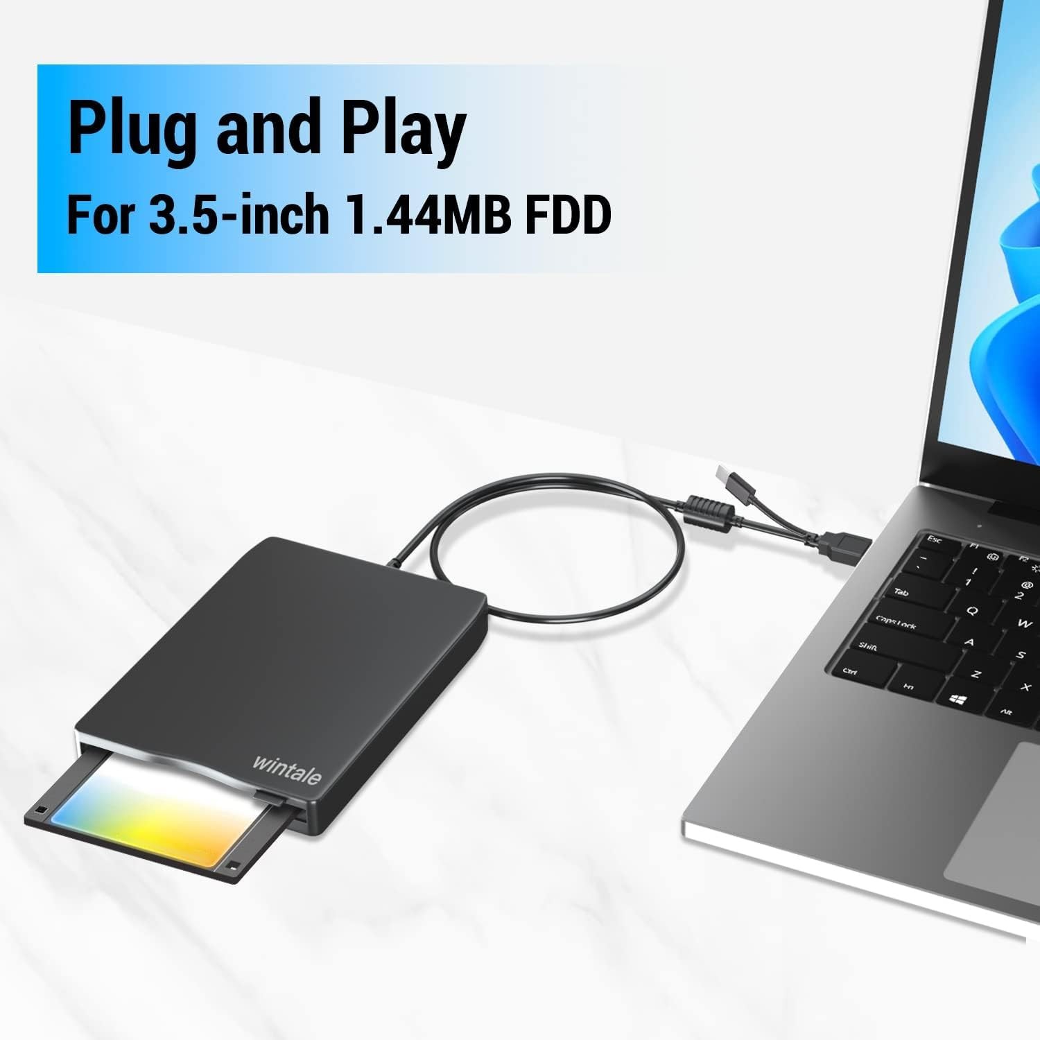 3.5 Floppy Drive USB External, Portable Floppy Disk Reader for Laptop, Plug a...