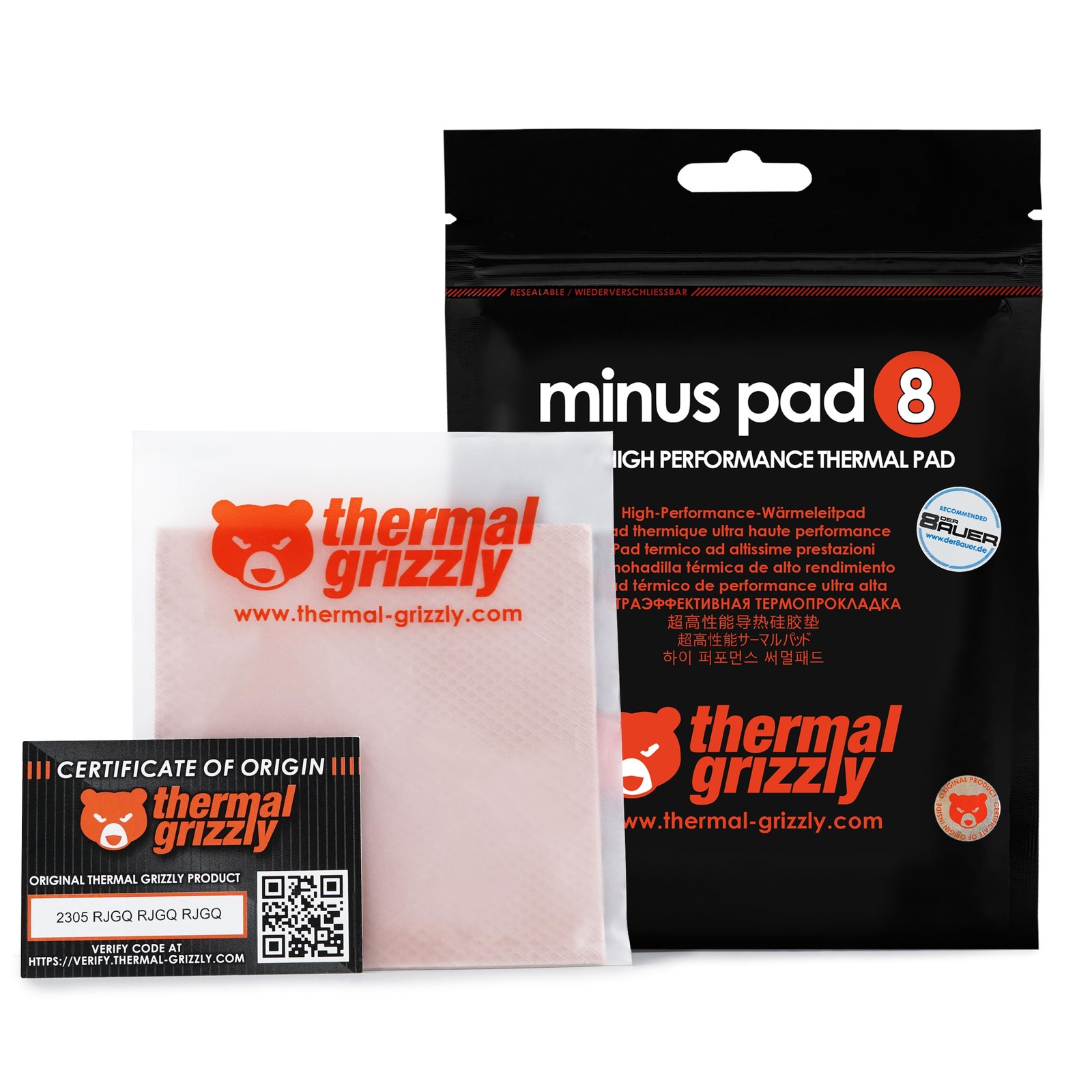 Minus Pad 8-100x100x0.5mm 2-Pack Thermal Interface Pad, Electrically Non-Cond...