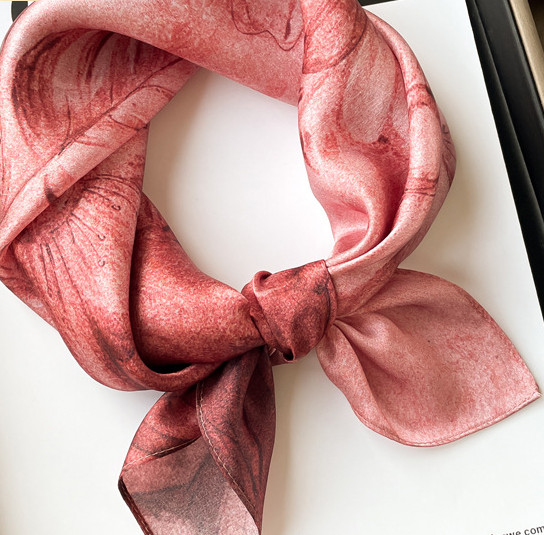 100% Mulberry Silk 21" Small Scarf For Women Neckerchief Daisy Oil Paiting NEW