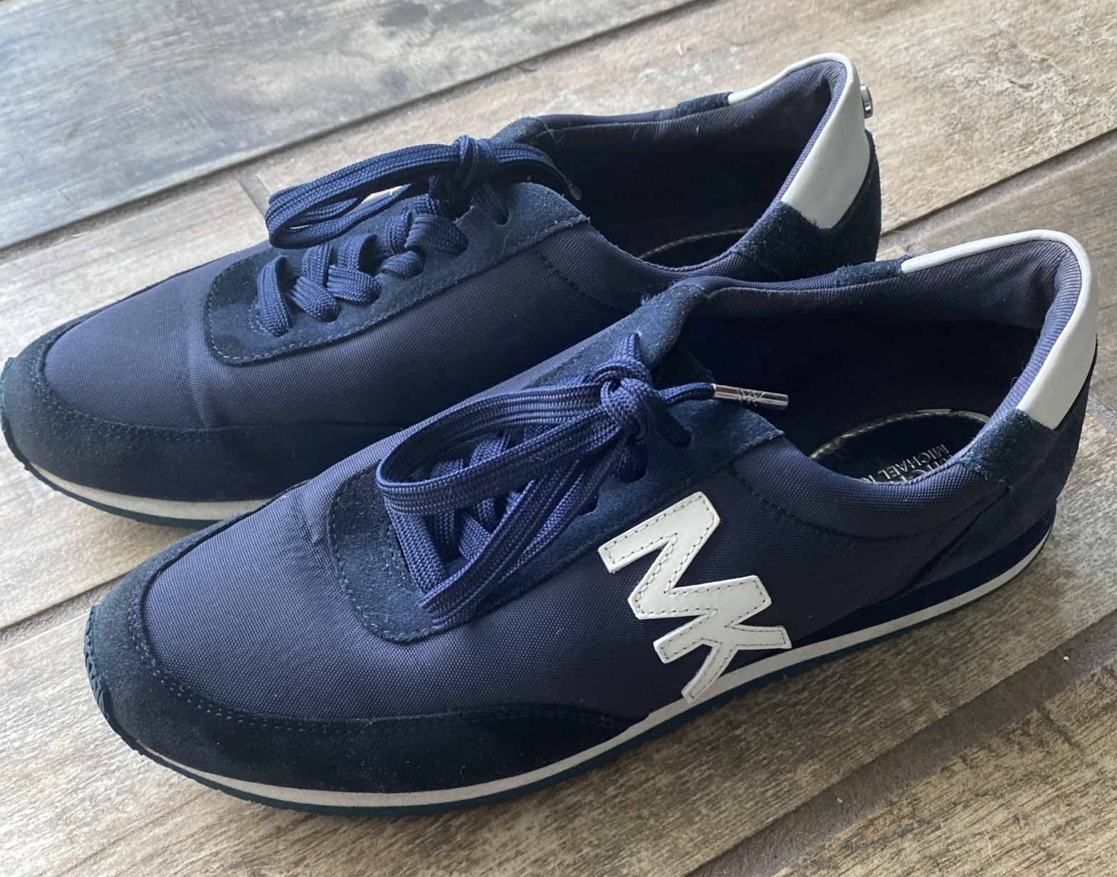 Michael Kors Women Suede Navy Blue /White Sneakers Casual Tennis Shoes Sz 8.5M