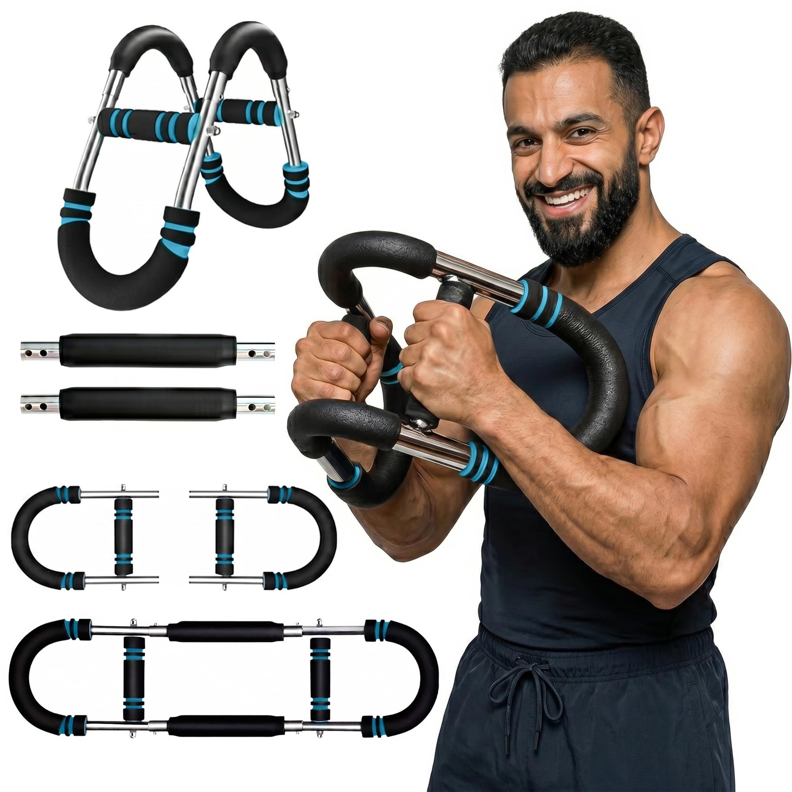 Adjustable Power Twister Arm Trainer 60–110 LB, Upper Body Strength BLUE