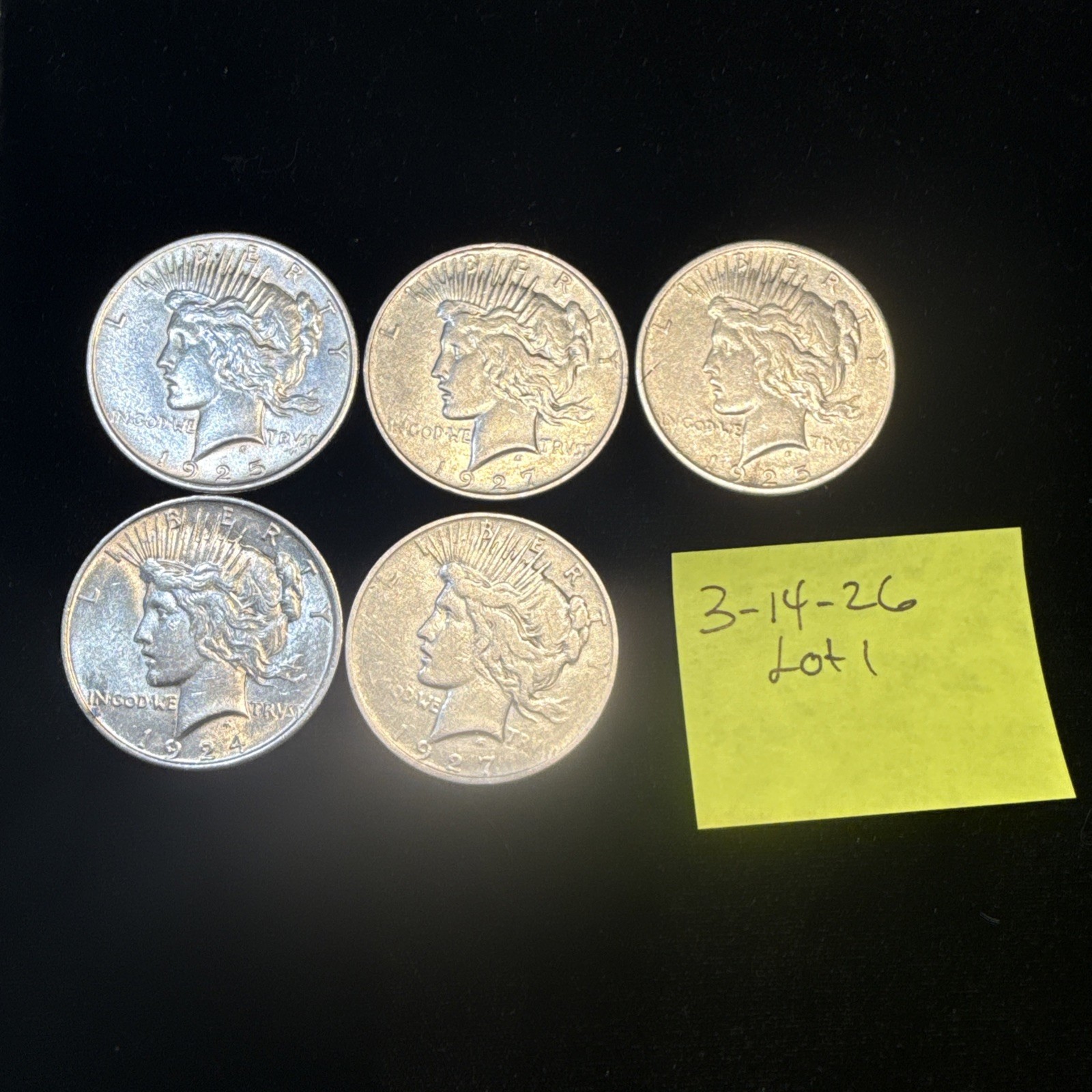Lot Of 5 Peace Dollars