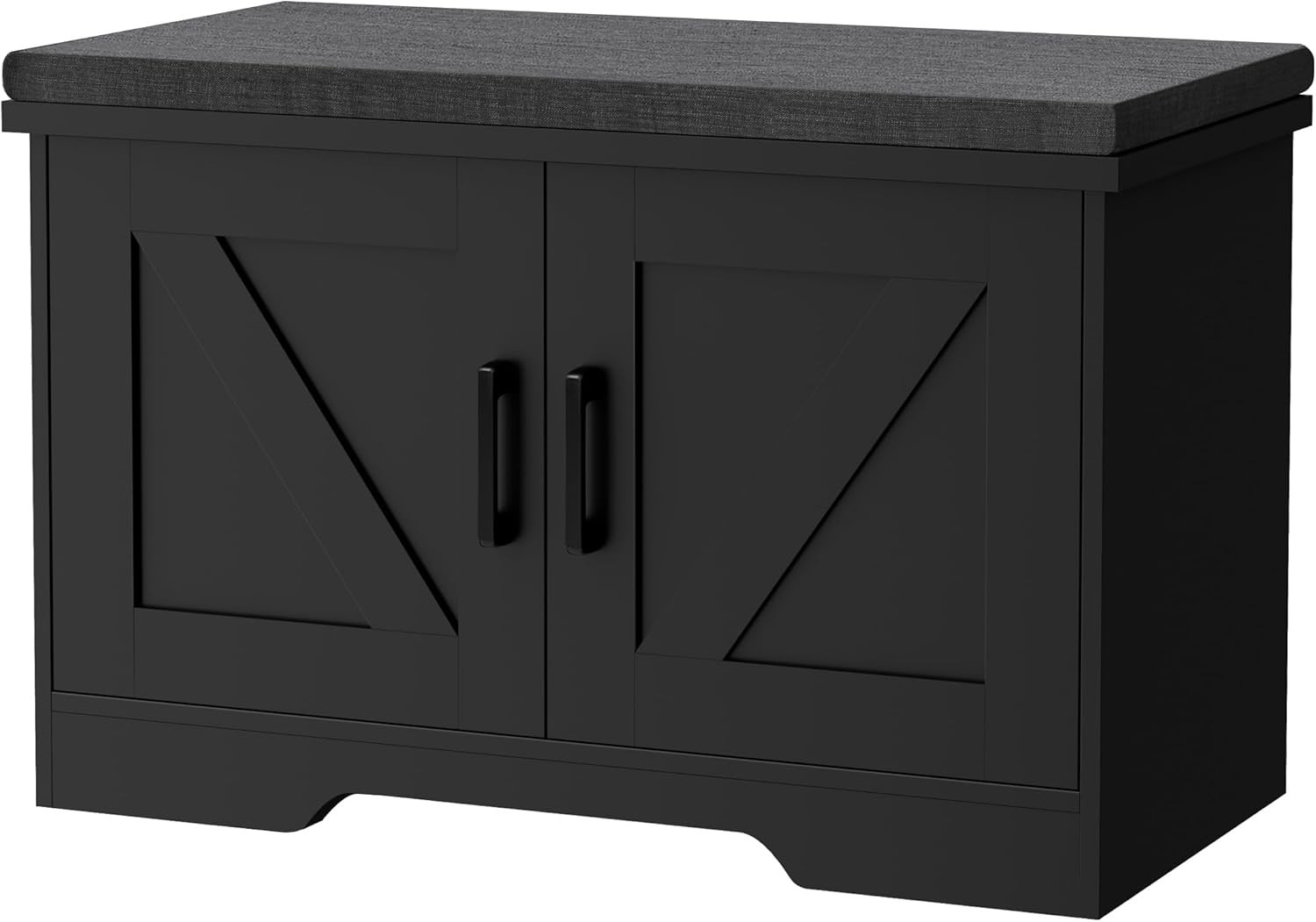 2-Tier Storage Bench 39.4" Wide Shoe Bench W/ Padded Seat Cushion Entryway Bench