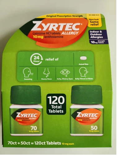 Zyrtec 24 Hour Allergy Relie Antihistamine Cetirizine HCl 10 mg 120 Tablet 11/27