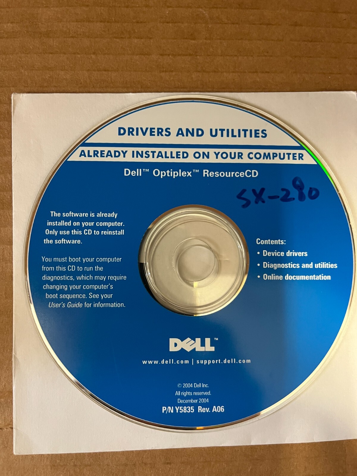Dell Optiplex ResourceCD for Dell Optiplex SX280