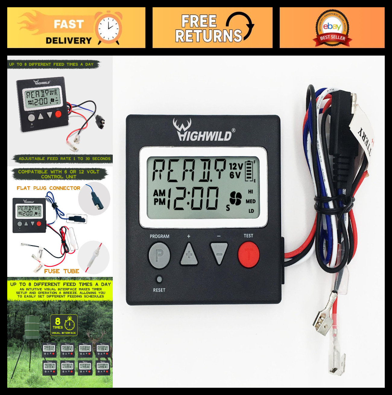 Universal Game Feeder Digital Timer - 6V/12V Adjustable, Easy Setup, Outdoor Use