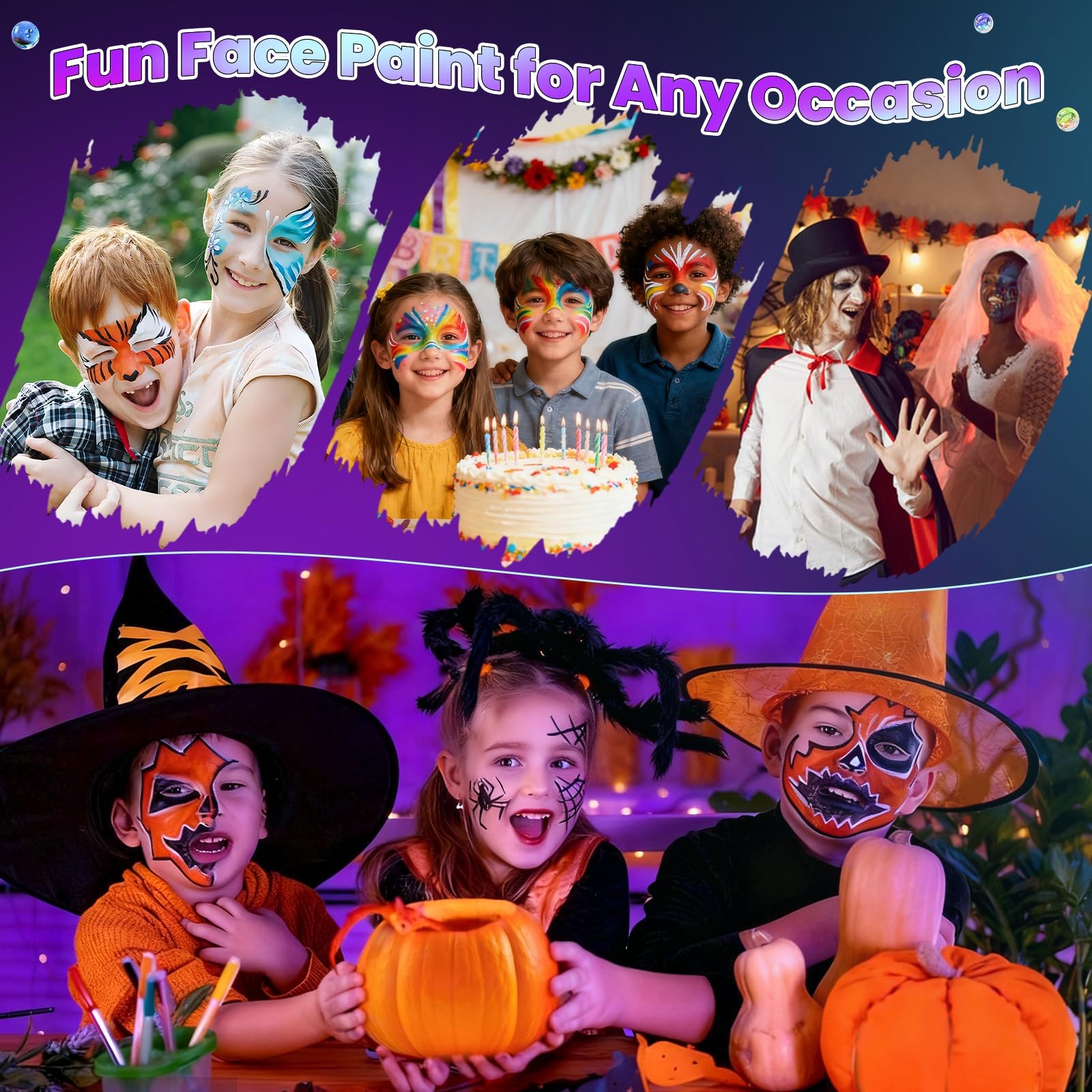 Professional Face Painting Kit – 22 Colors Non-Toxic Face & Body Paints with ...