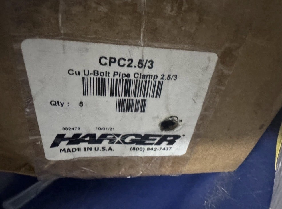 Harger Model CPC2.5/3 Copper U-Bolt Pipe Clamp for 2.5-3" IPS Pipe Grounding NEW