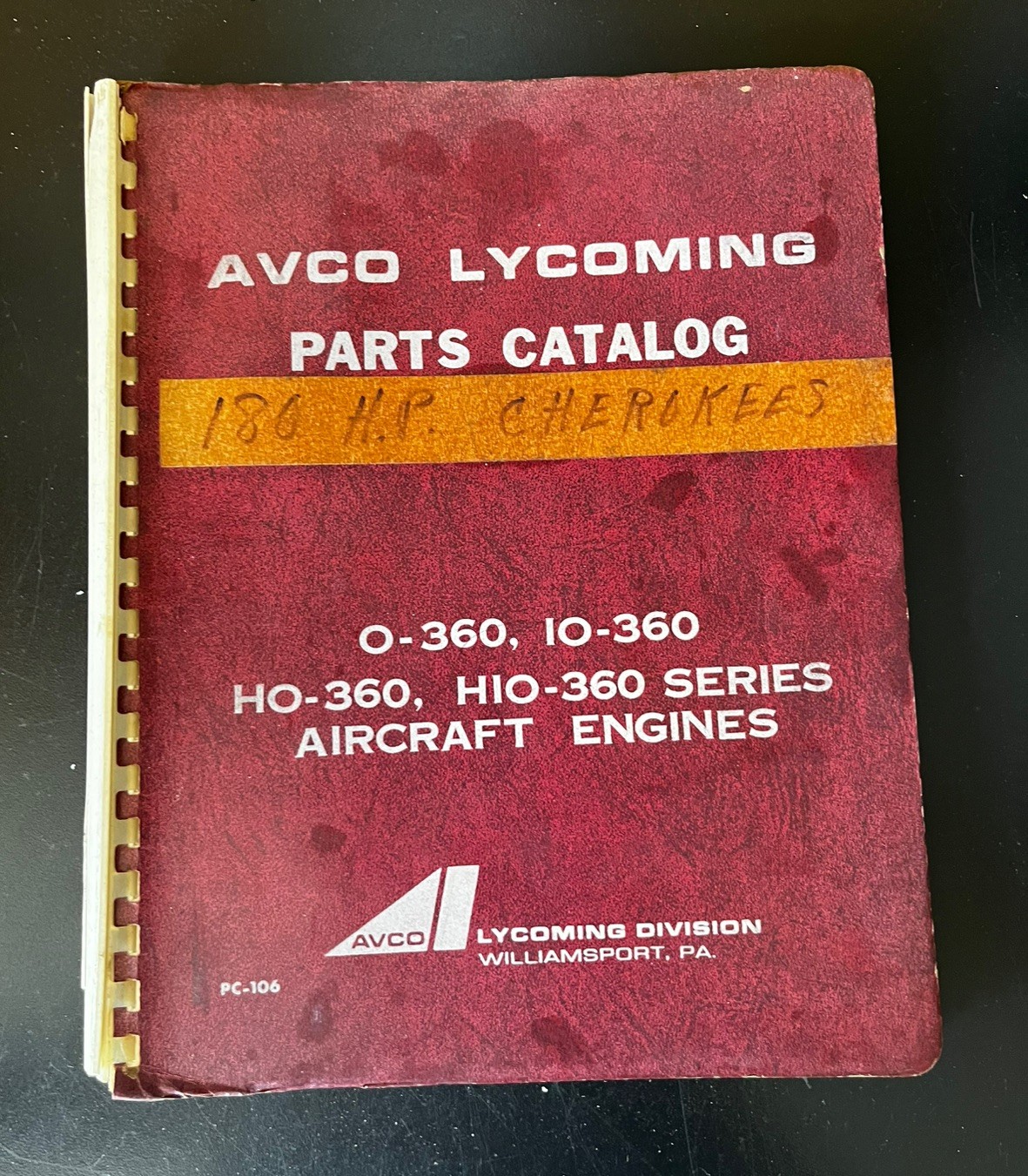 Avco Lycoming O-360, HO-360 Series Aircraft Engines Parts Catalog PC-106 Origina