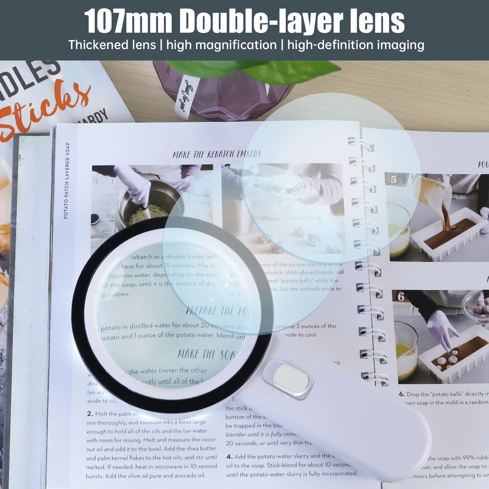 Magnifying Glass 30X Handheld 12 LED Light Magnifier for Reading Inspection Coin