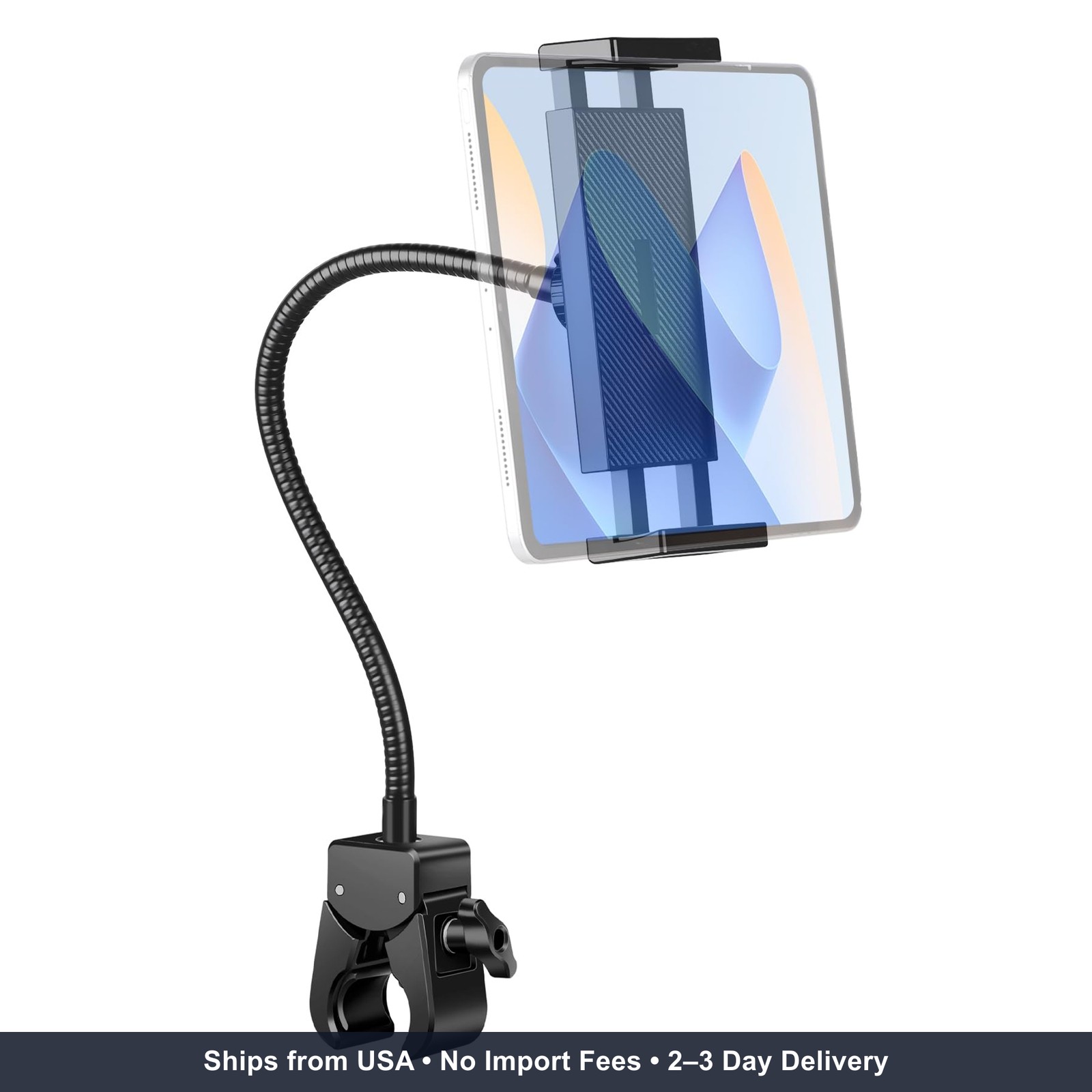 Gooseneck Tablet Holder, iPad Holder for Stroller/Treadmill/Golf Cart/Boat/Mic S