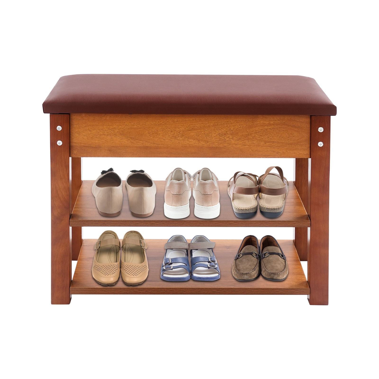 2-Tier Brown Shoe Bench Entryway Shoe Storage Bench Shoe Storage Bench ?