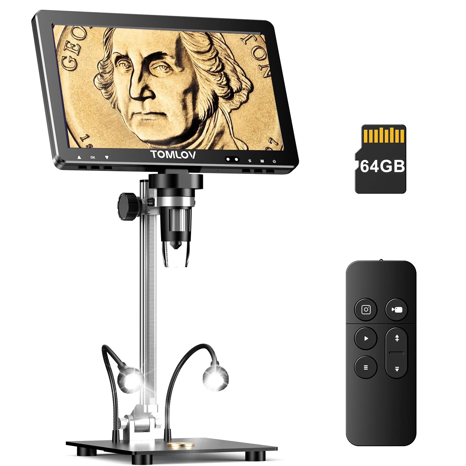TOMLOV Digital Microscope 1500X Magnification Error Coin Microscope fr Collector