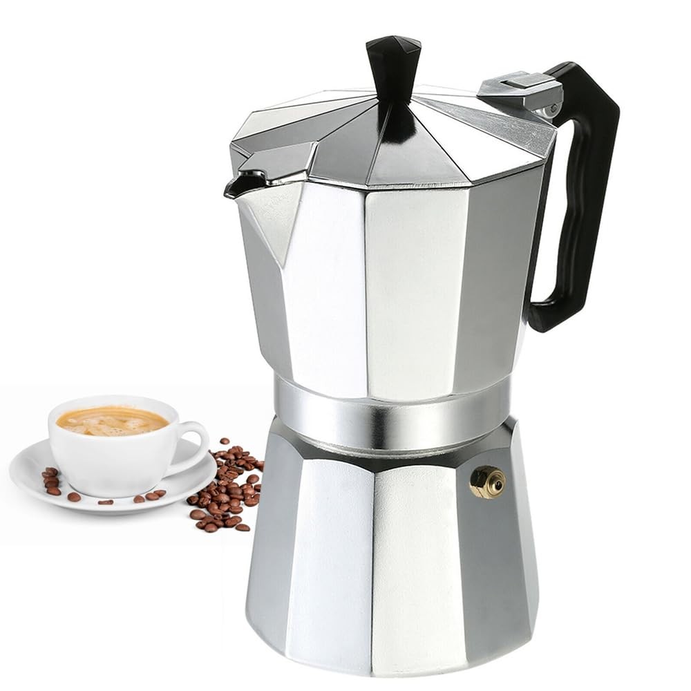 HomeBeyond Espresso Coffee Maker 12 Cups, Classic 600ml / 20oz, Silver