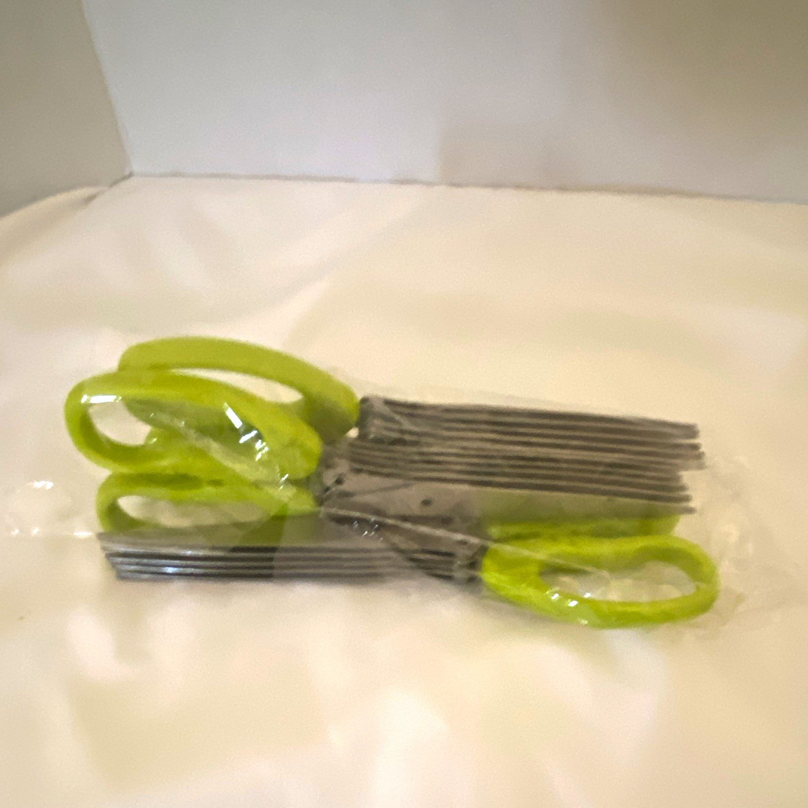 2-Pack Multi-Blade Herb Scissors w/ Cleaning Brush, Green/Silver, 5 in