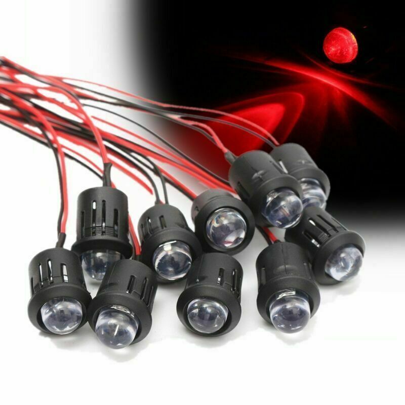 DC5V 12V 5MM LED Diode Light Clear 20cm Cable Pre-Wired With BL Plastic Holder