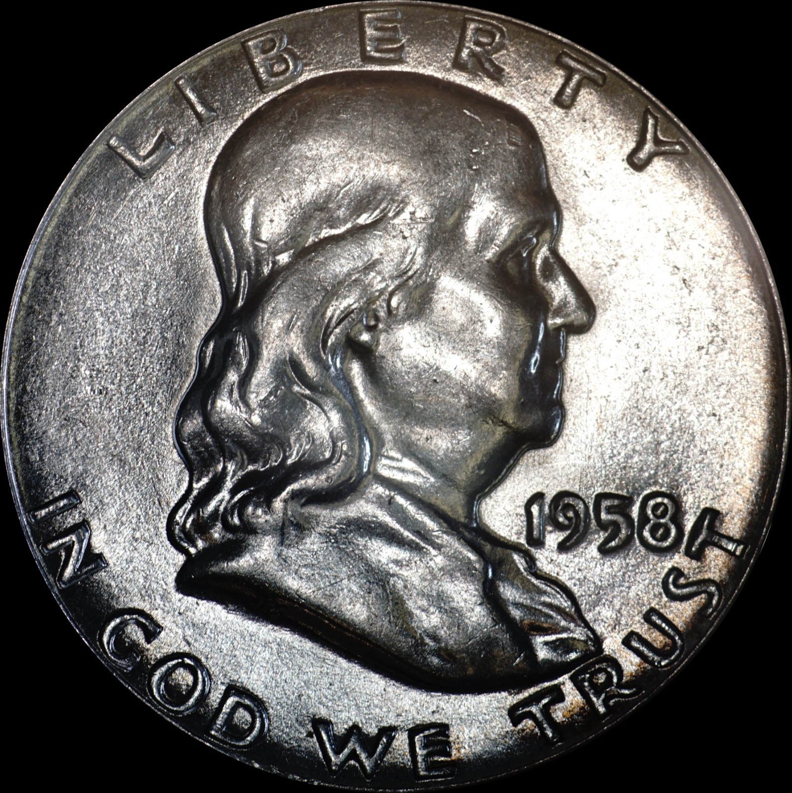 1958 Franklin Silver Half Dollar UNC, Type 2, Multiple coins ship free, A205