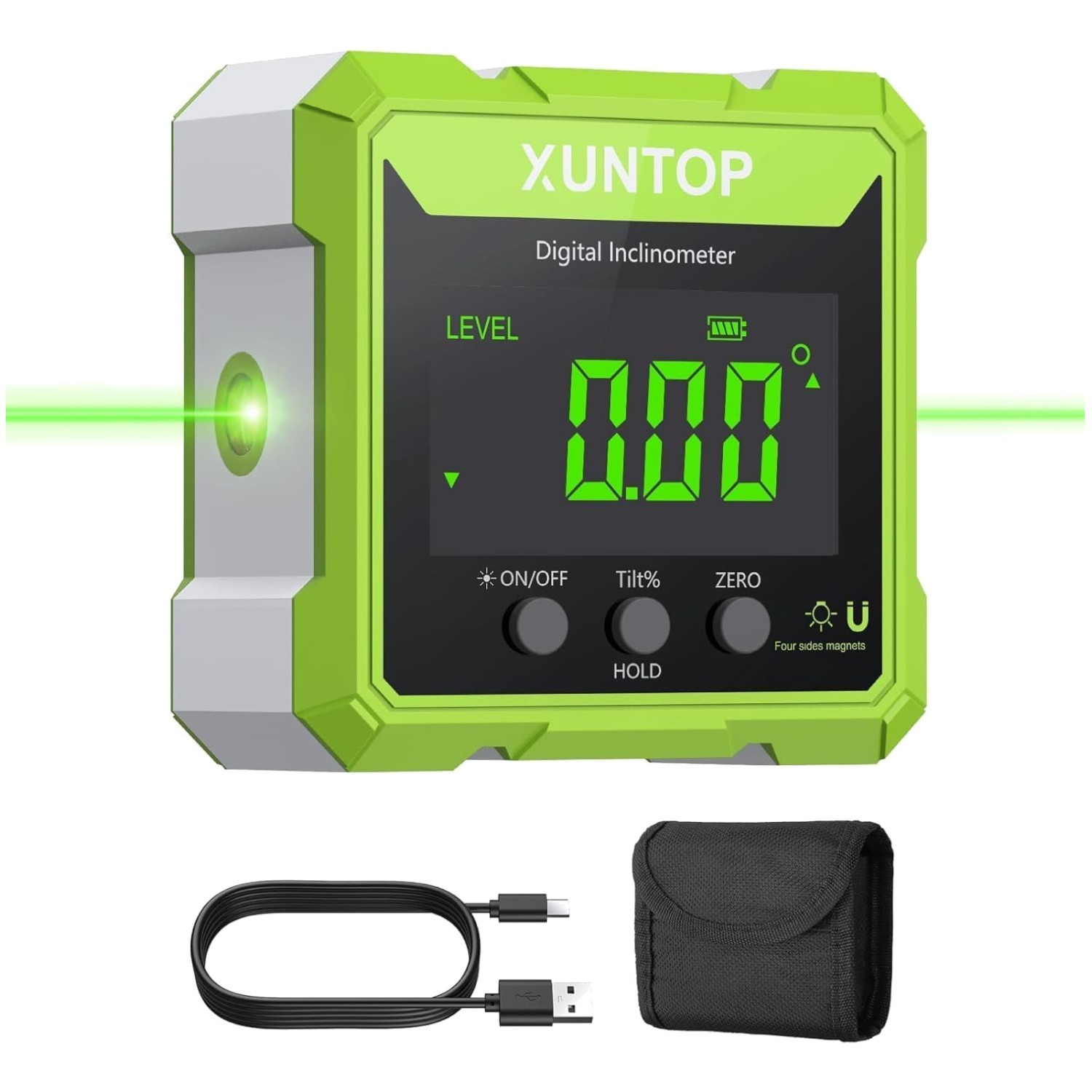 Green Laser Digital Angle Finder with Strong Magnets