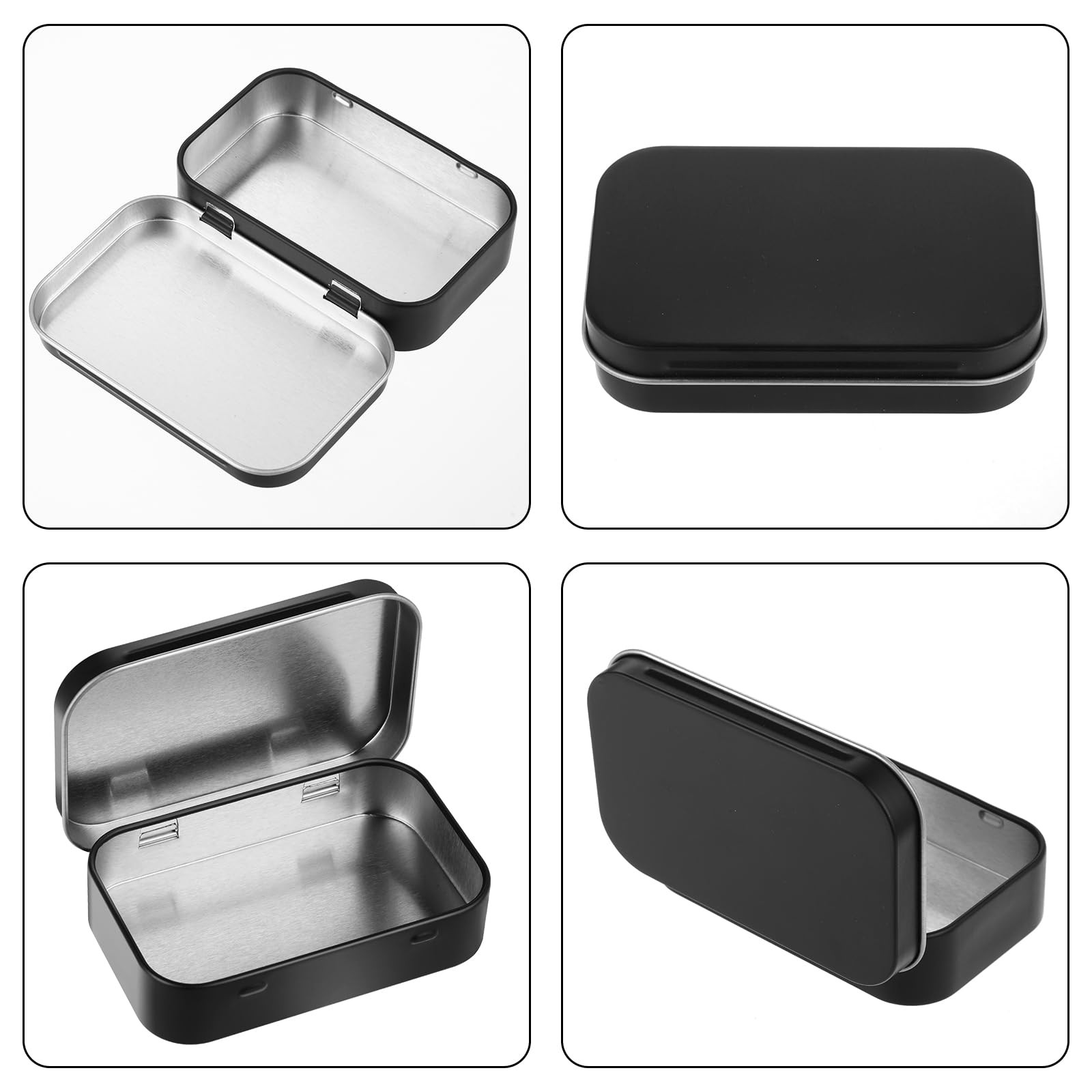 Ouligay Black Metal Rectangular Empty Hinged Tins Metal Tin Box Small Tins wi...