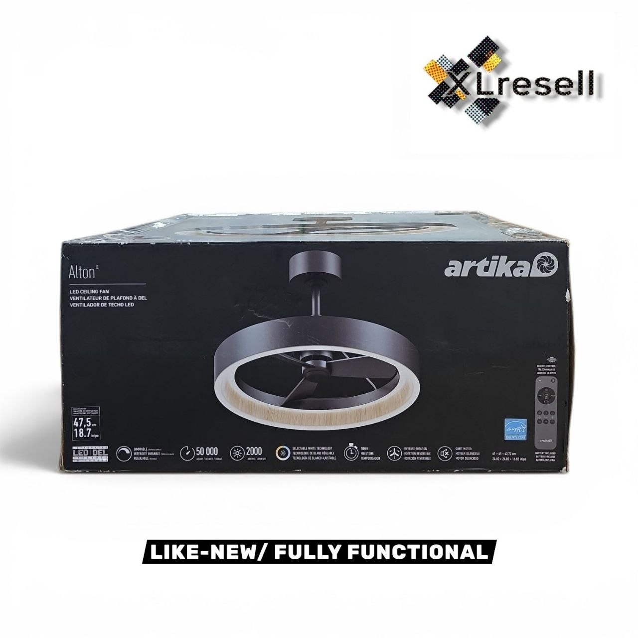 Artika Alton 24 in. Indoor Black+Wood 18.7 in. Integrated LED Ceiling Fan+Remote