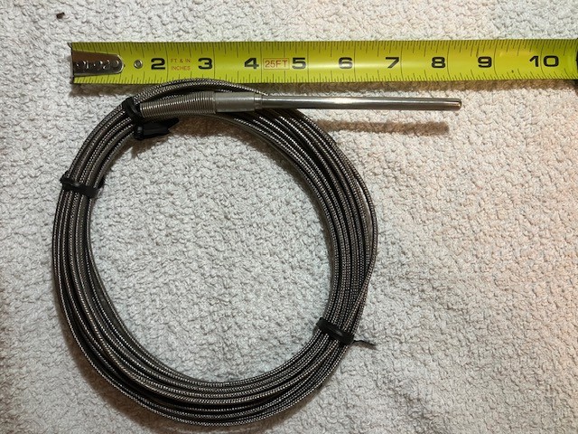 Type K Thermocouple, Single Ungrounded Junction,1/4" Sheath,1/8" NPT Mount, 30'L