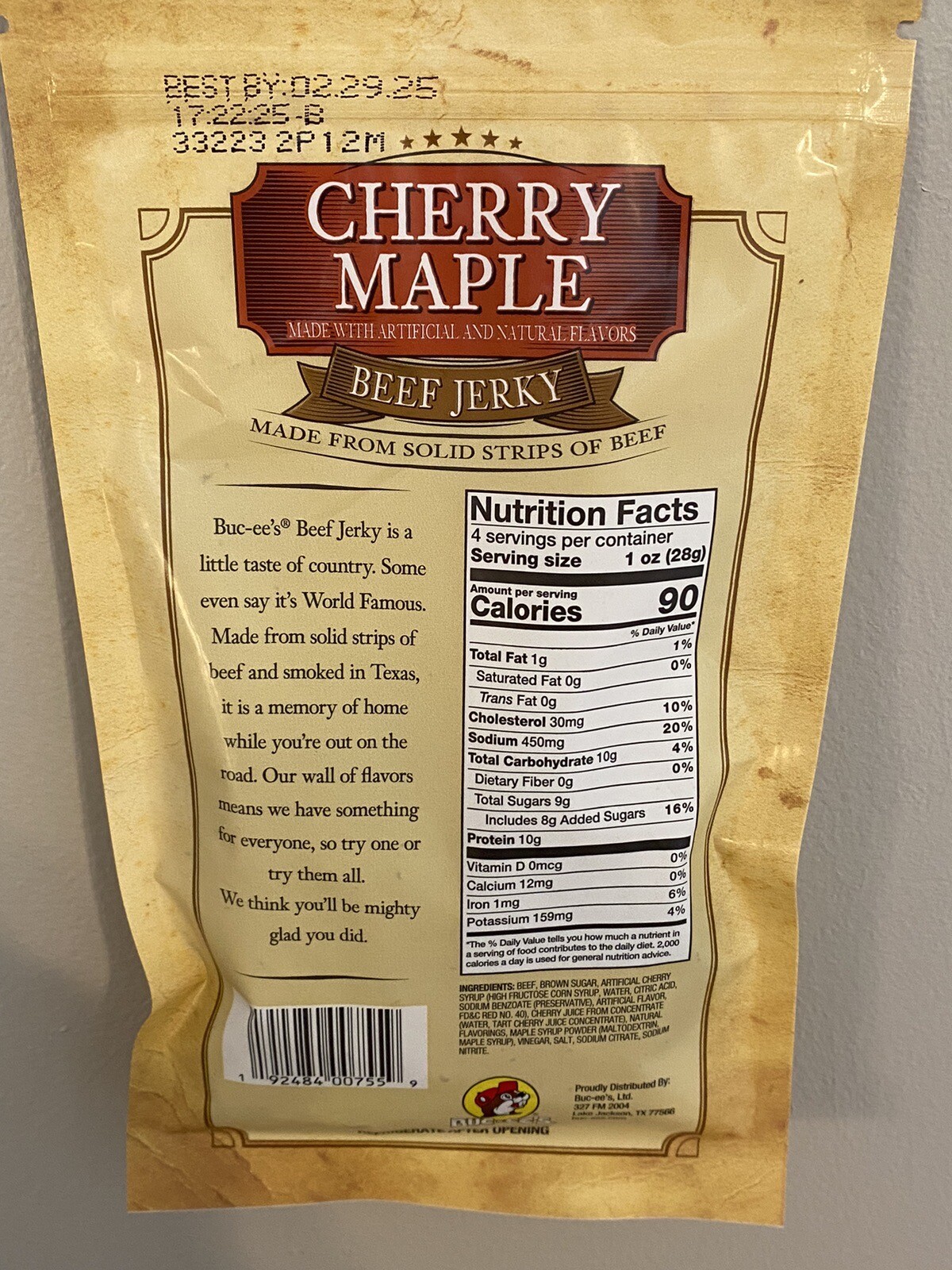Bucees Cherry Maple Beef Jerky 4oz