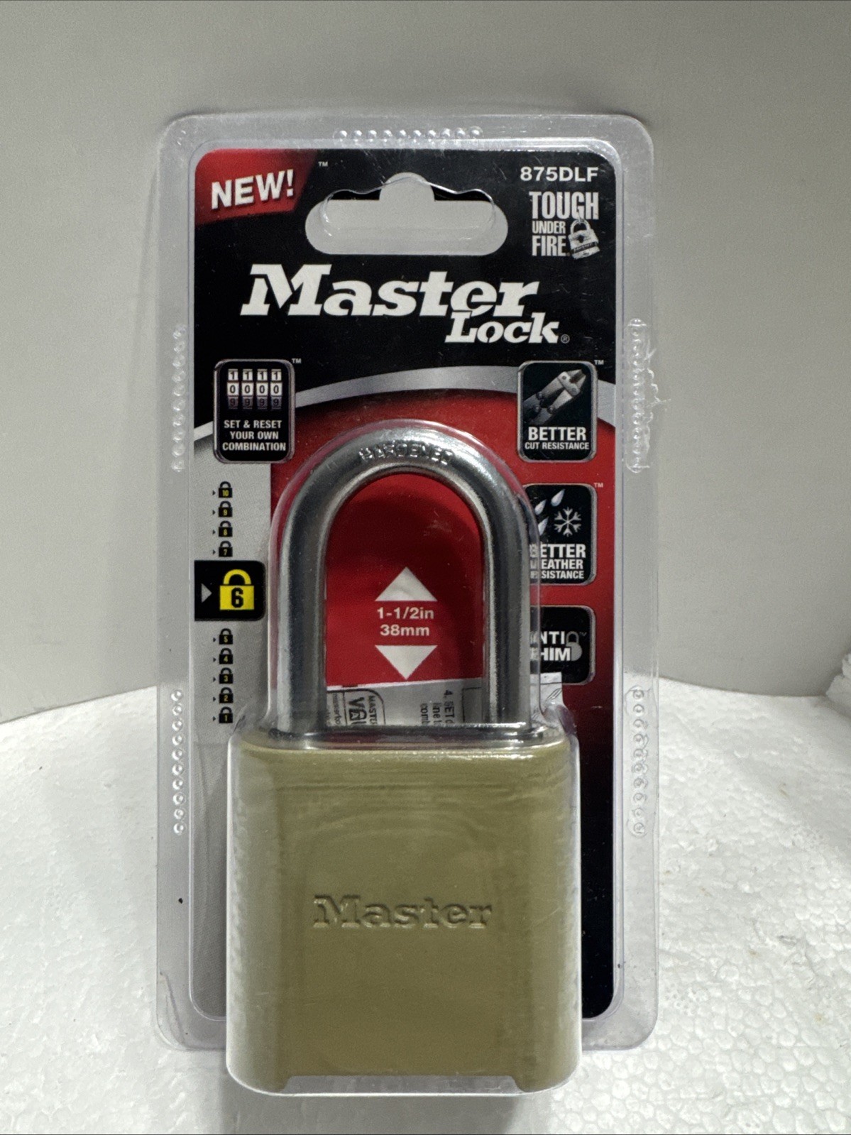 Master Lock 875DLF Set Your Own Combination Padlock 1 1/2" #6 Weather Resistant