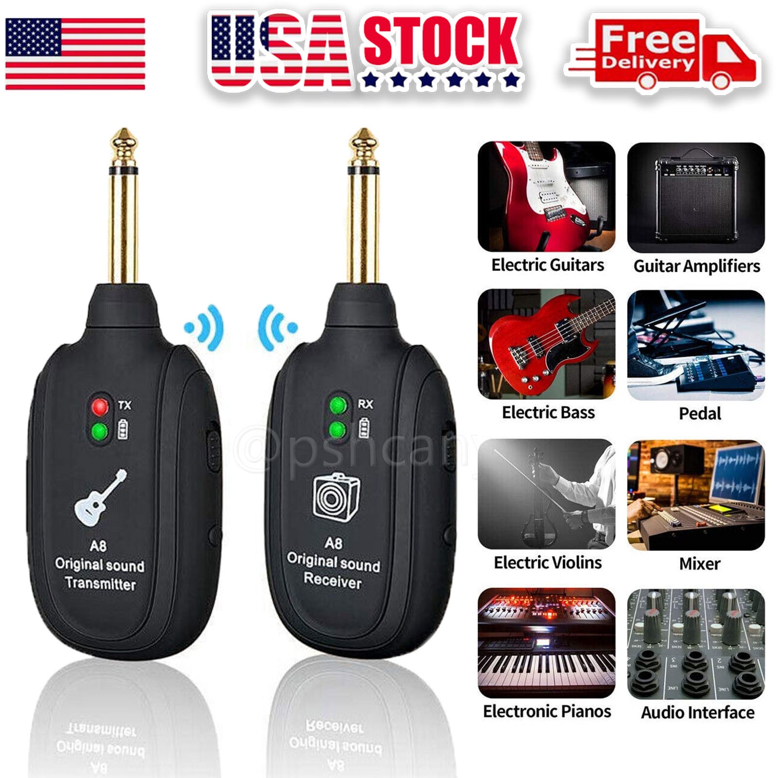 Wireless 100ft Guitar System Transmitter Receiver fit Guitar Bass Violin Digital