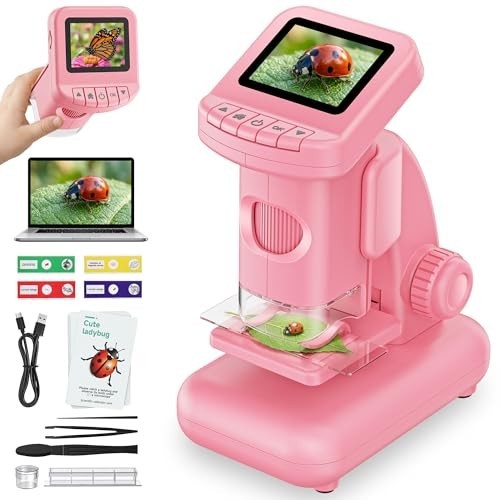 1200X Microscope for Kids, 2 in 1 Handheld & Desktop Digital Microscope with...