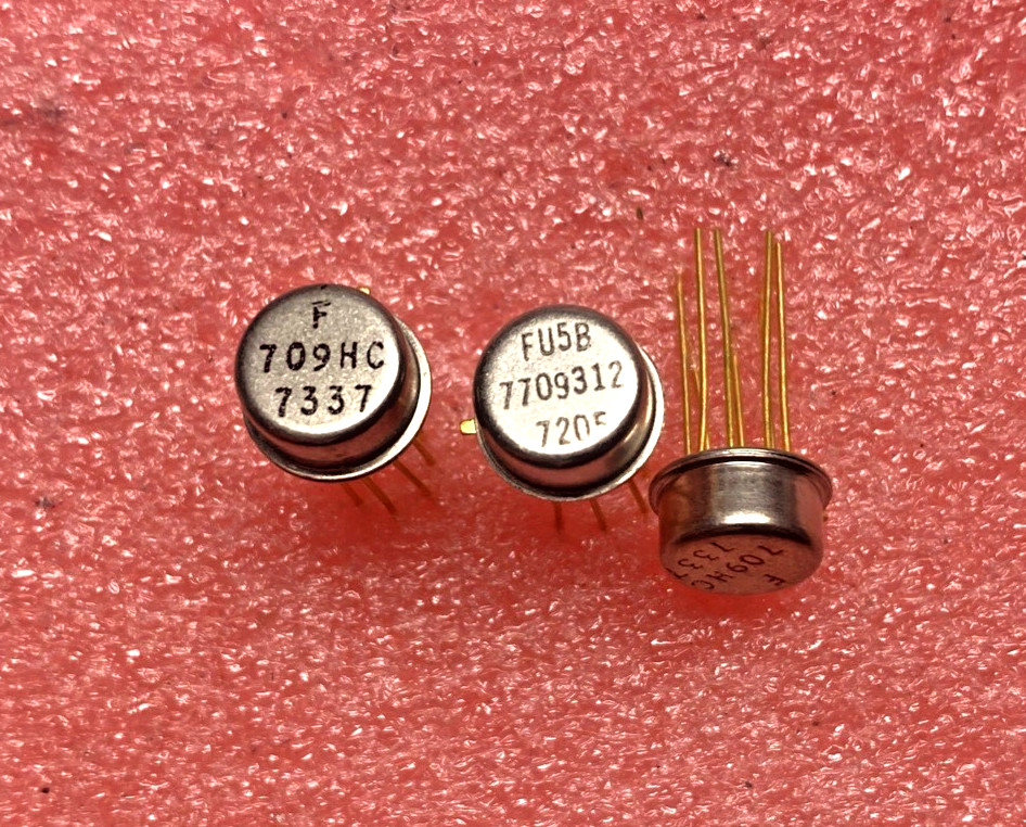 3 Pcs uA709HC  NOS = LM709CH Op Amp Metal Can Gold Pins US 709