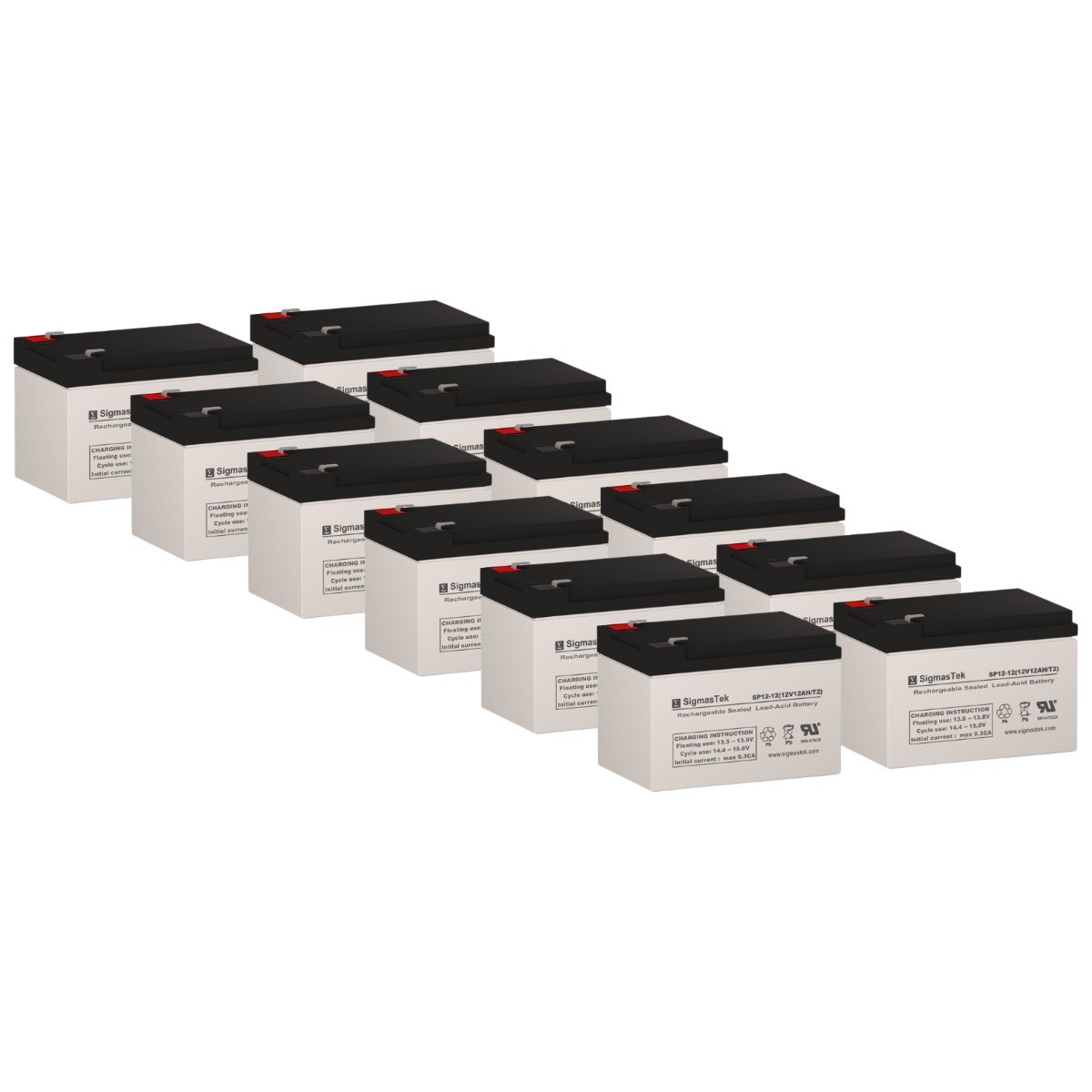 SigmasTek SP12-12 (T2) 12-Pack 12V 12Ah F2 Rechargeable Batteries, SLA AGM