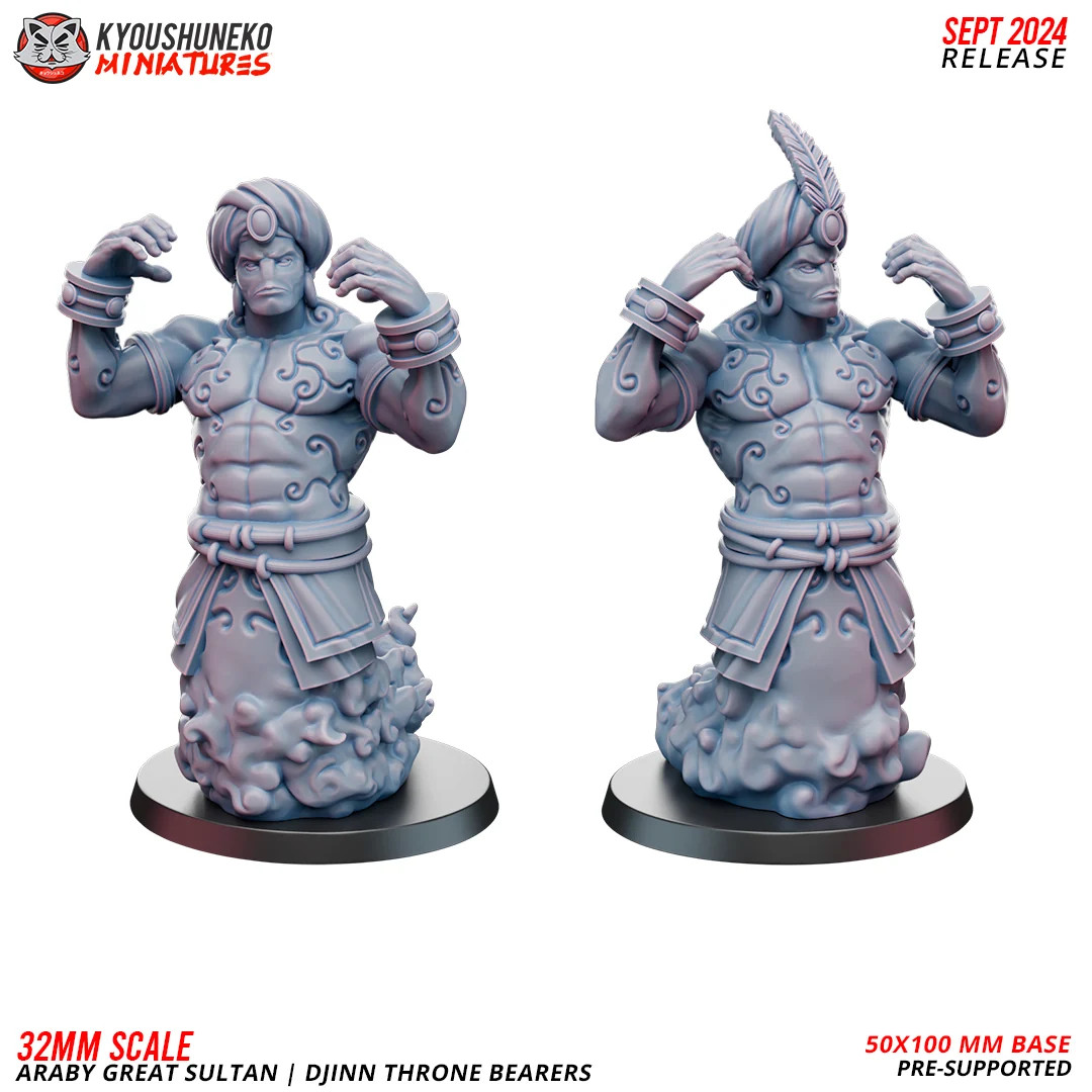 Djinn Throne Bearers (Set of 2) - 20-32mm Araby - Resin Tabletop Miniatures
