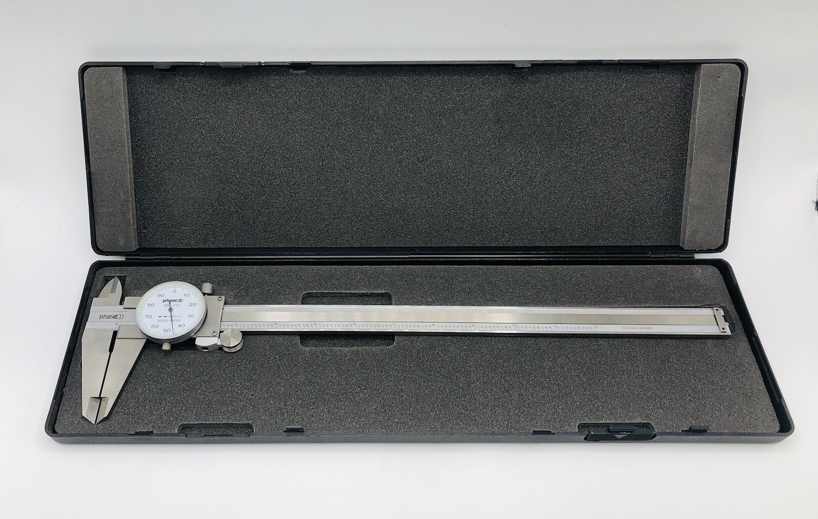 Vintage Phase II 920-212 Dial Caliper 0-12” Stainless Machinist Tool with Case