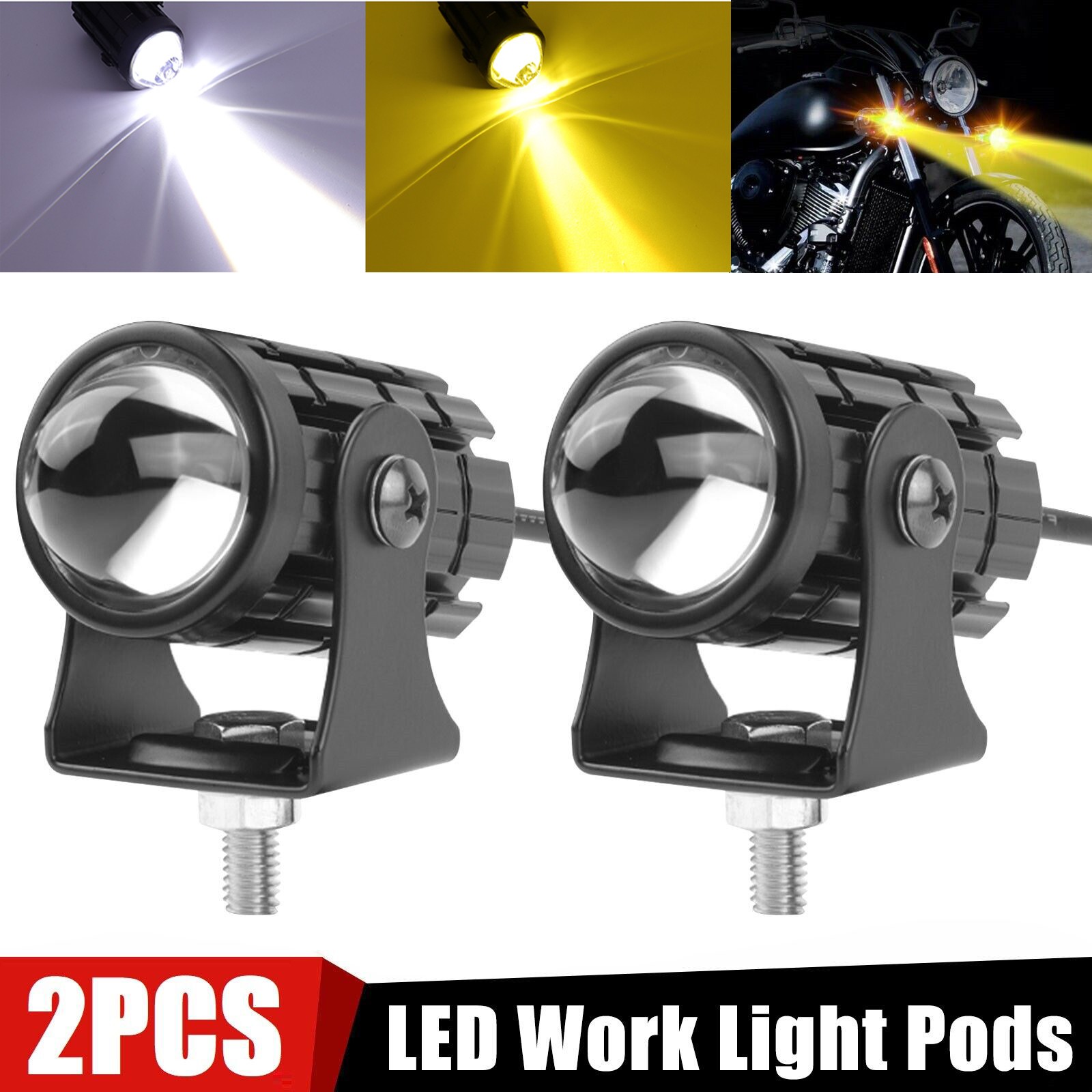 Universal Motorcycle LED Headlight Spot Light Hi/Lo Driving Fog Lamp Offroad ATV