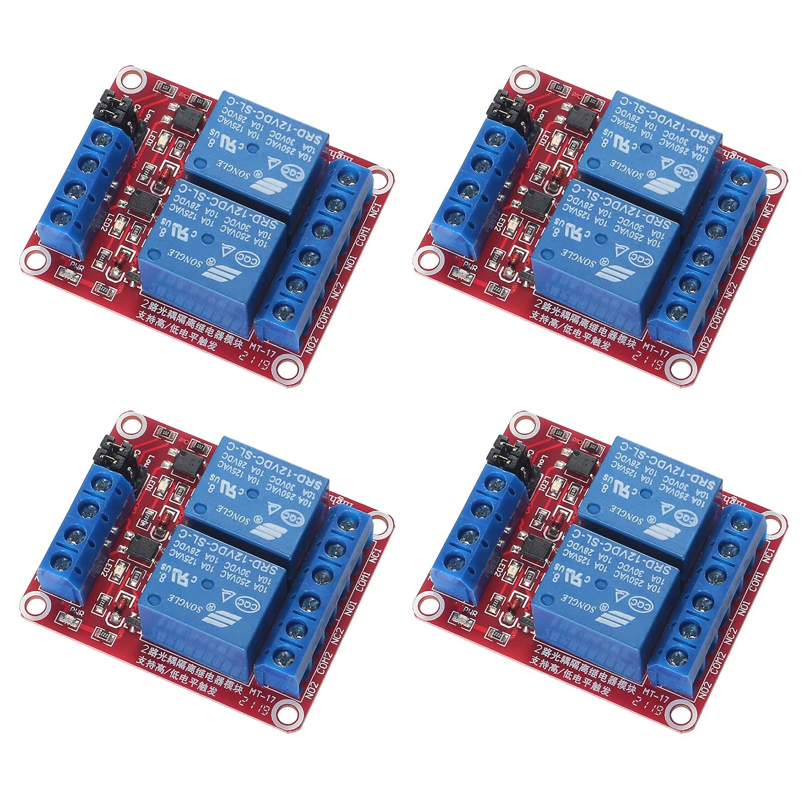 4pcs DC 12V Relay Module 2 Channel Relay Board with Optocoupler Support High ...