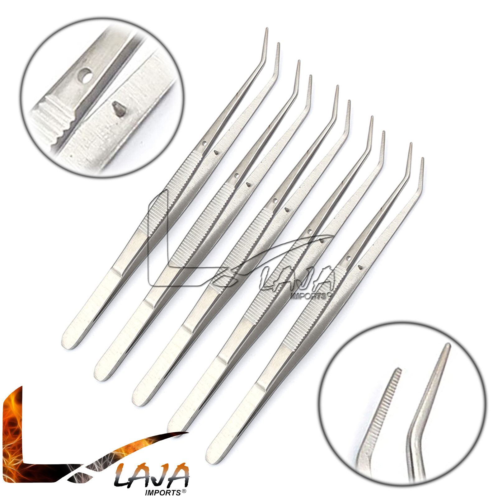 5 Pcs Cotton & Dressing London College Tweezers 16cm Dental Surgical Instruments