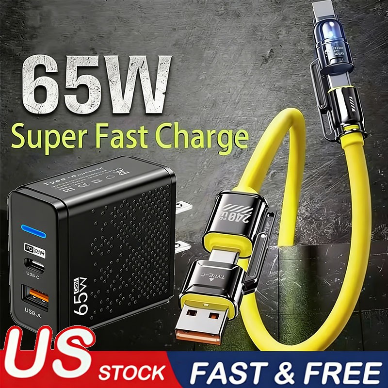 65W Fast Type C Wall Charger & Cable For Samsung Galaxy S26 S25 S24 Ultra S23 +