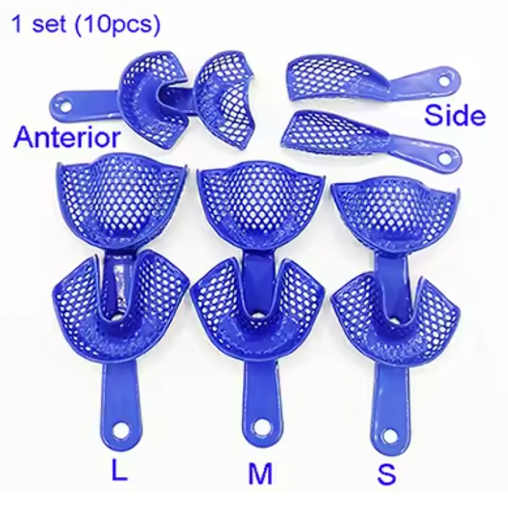 10Pcs Dental Impressions Tray Plastic-Steel Teeth Holders Dentistry Instrument