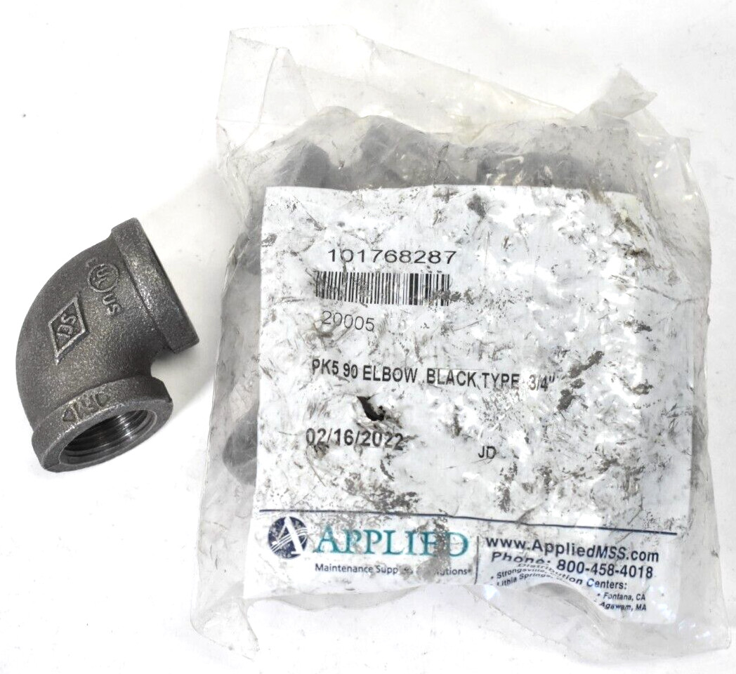 Applied Solutions 90° Elbows Black Type 3/4" Galvanized Steel 6 Pack 101768287