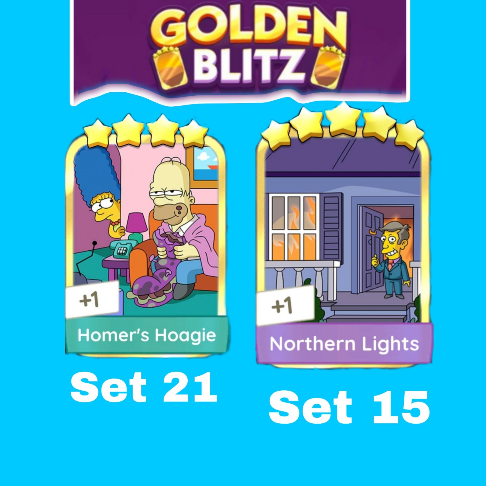 Golden Blitz ⚡ Cards Lot Set 21 Homer’s Hoagie Set 15 MGO