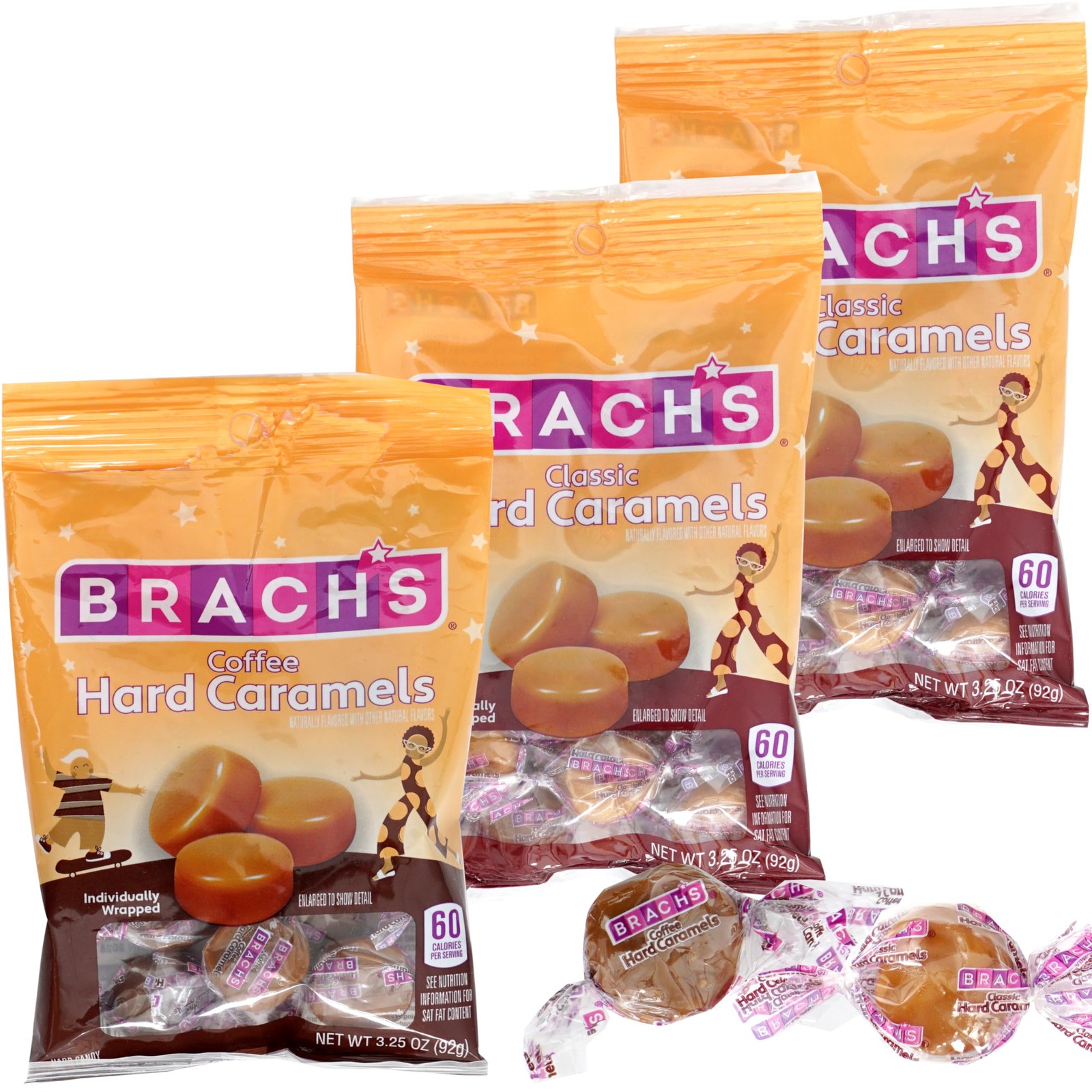 Nips Hard Candy Variety Pack, 3.25 oz (3 Bags) - Coffee & Classic Caramels