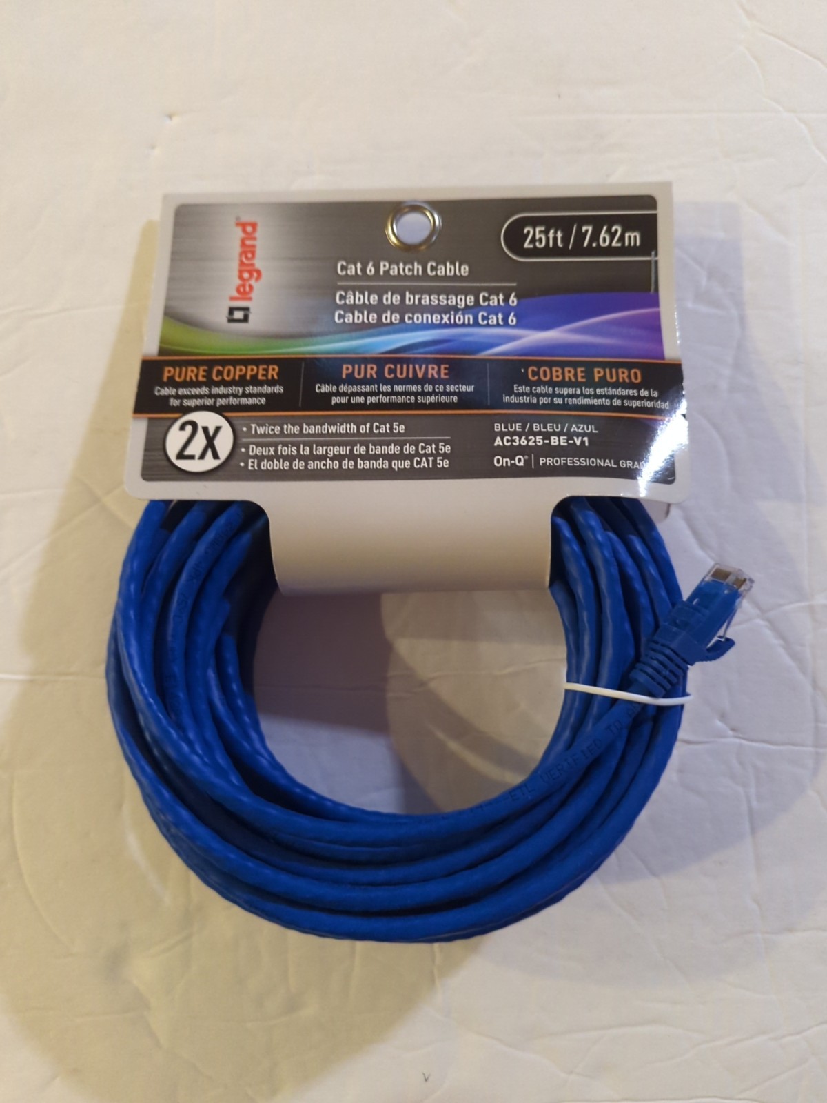 Cat 6 Patch Cable 25ft. Legrand  AC3625BEV1 10Gbps Ethernet Speed Networking New