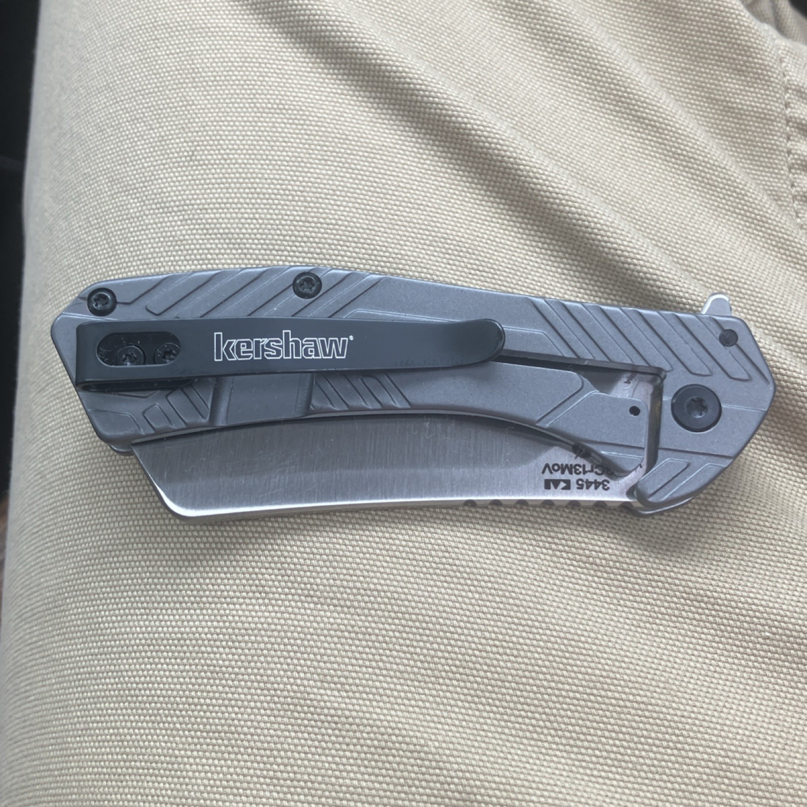 Kershaw Static Folding Pocket Knife 3.4in Straight Edge Stainless Steel Gray