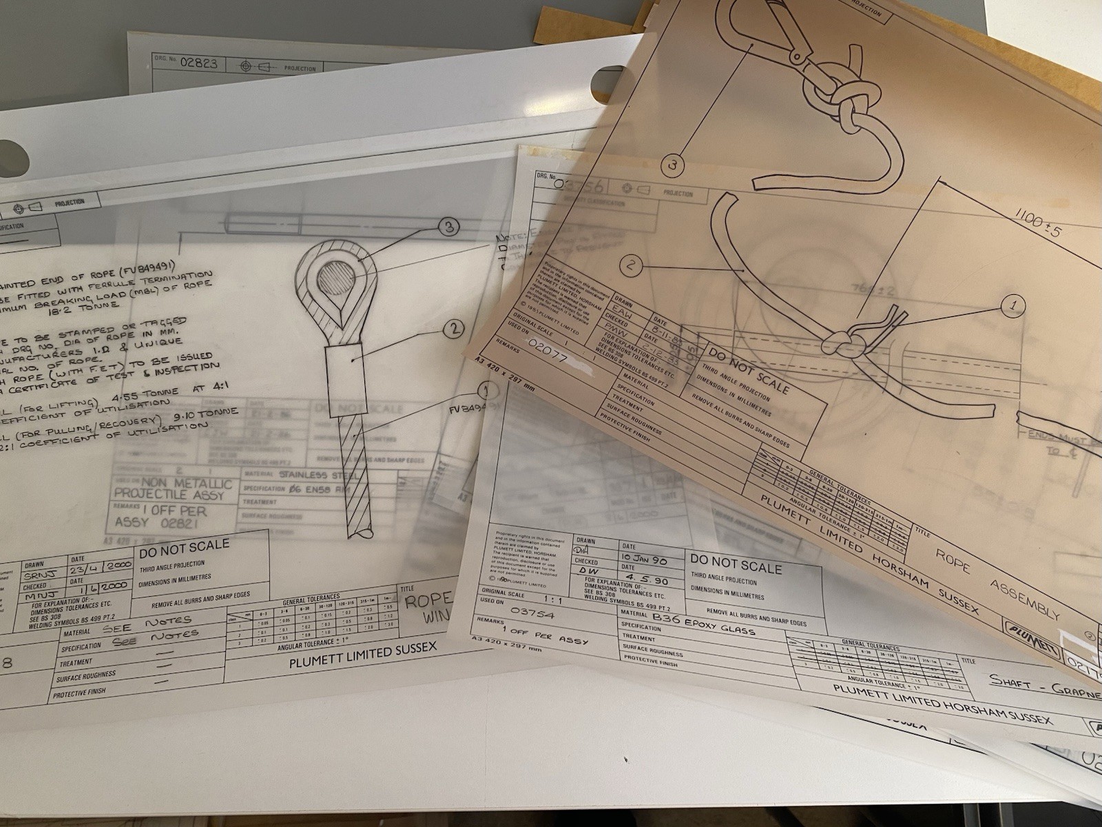 60x Original Plumett Engineering Drawings – A3 Tracing Archive – 1970s onwards