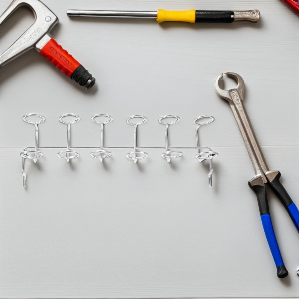 4Pcs Silver Metal Pegboard Tool Holders Multi-Ring Hooks for Garage Workshop Use