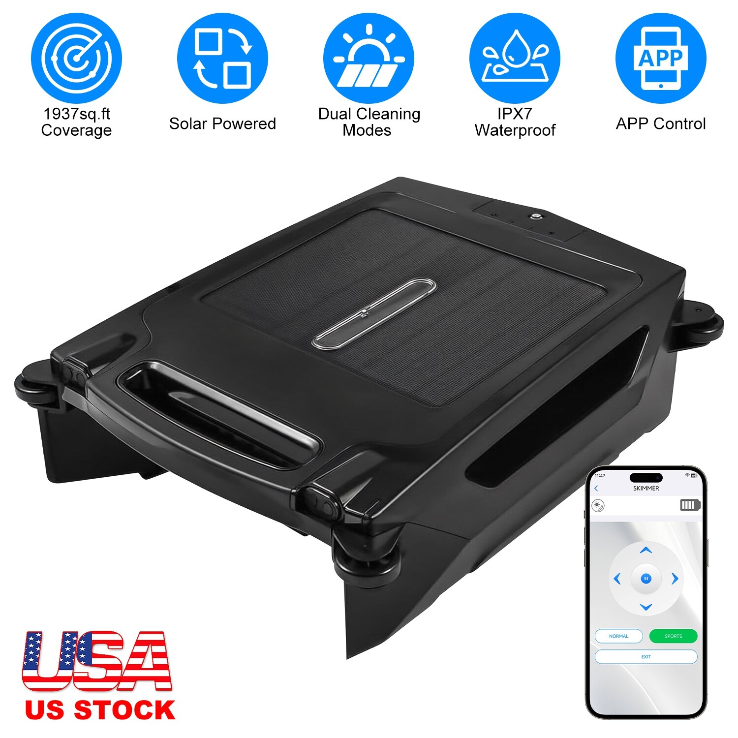 Automatic Robotic Pool Surface Skimmer w/ Powerful Cleaning System APP Control